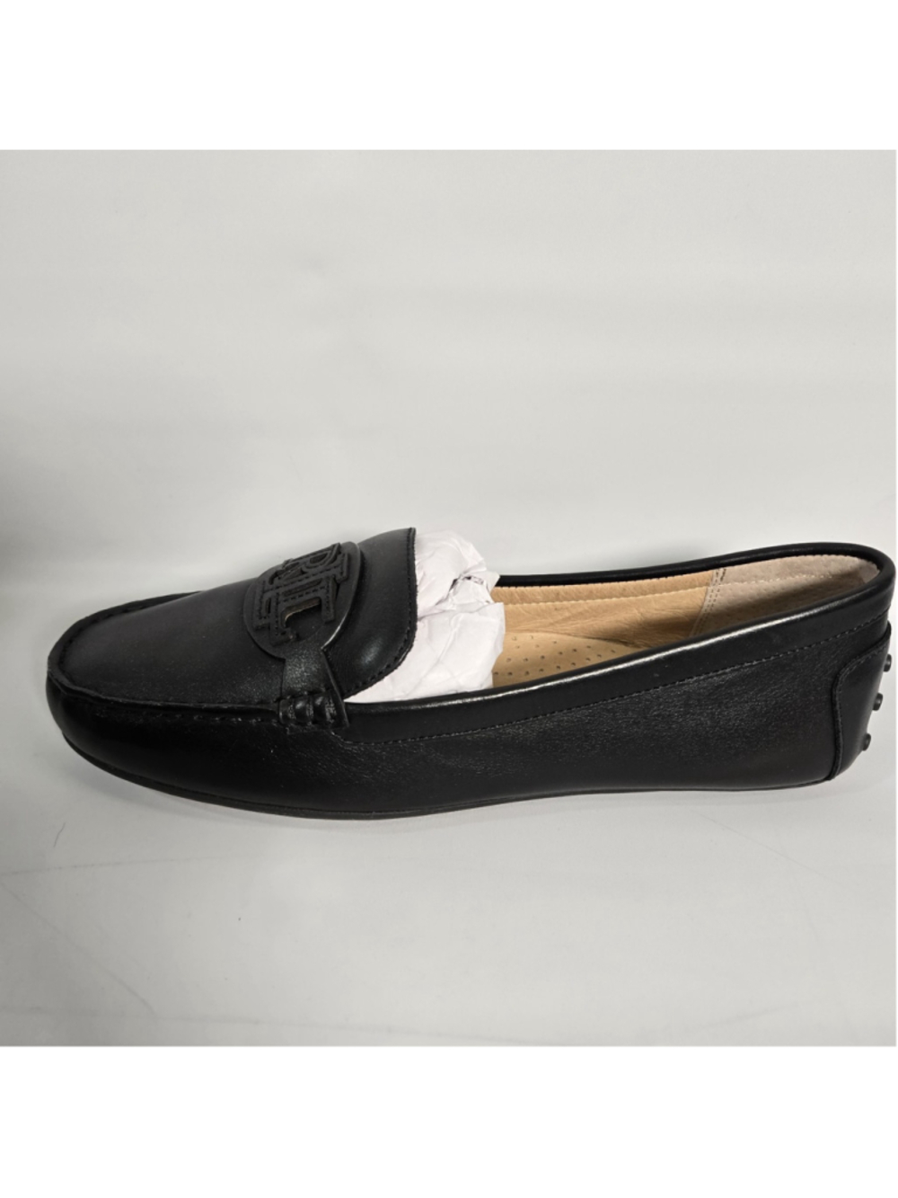 Lauren Ralph Lauren Brynn Loafer 7.5 Black Leather Comfort Flat NWOB Work Travel - Picture 8 of 11